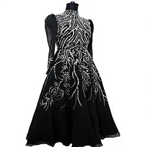 Luxury Black Beaded Evening <b>Dress</b> Long Sleeve High Neck Sequined A-Line Prom Gown Muslim Modest Formal Party <b>Dress</b> for Women - Product Image 1