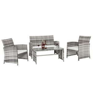 Set di Mobili da Esterno in 4 Pezzi per Tutte le Stagioni, Divano Sezionale in Rattan Intrecciato con Cuscini per Aree Conversazione in Giardino - Product Image 2