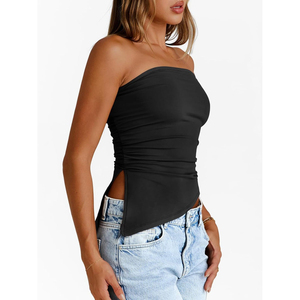 Tops cortos de verano 2026 para mujer, sin tirantes, tipo tubo, bandeau, básicos, sin espalda, sin mangas, diseño lindo, de punto, ropa de fiesta, estilo reina - Product Image 4