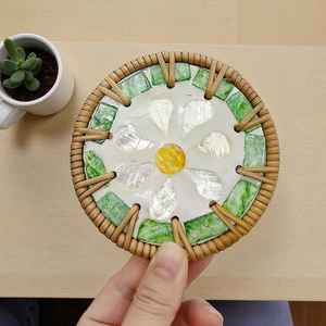 Sous-verre rond en rotin tressé 100 % naturel, résistant à la chaleur, écologique, fait main, pour tasses, mugs, décoration de table et de cuisine - Product Image 2