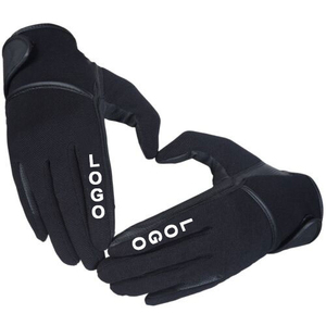 Gants d'équitation noirs à doigts entiers avec impression en silicone antidérapante, fermeture auto-agrippante, unisexe, pour usage extérieur estival - Product Image 2