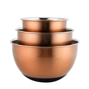 BOLD BLOSSOM Ensemble de 3 bols mélangeurs antidérapants en acier inoxydable de 1,5/3/5 QT avec couvercles hermétiques – Vente en gros Inde - Product Image 2