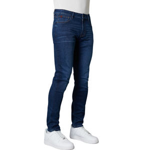 <b>Men</b> Mid Blue Woven Denim Jeans Straight <b>Stretch</b> Fit Casual Daily Wear OEM ODM Factory Wholesale Spring - Product Image 4