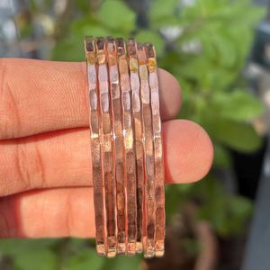 Handmade Thin Hammered Pure Copper Bangle <b>Bracelet</b> Solid Copper Metal Crafts Dainty <b>Stacking</b> Healing Jewelry For Women OEM Plat - Product Image 5