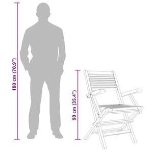 Juego de 6 Sillas Plegables de Madera de Teca Sólida para Jardín, Tamaño Mediano - Product Image 6