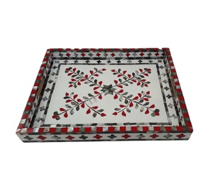 ร้อนคุณภาพคลาสสิกออกแบบฝังกระดูกและเรซิ่นถาดเสิร์ฟถาดสี่เหลี่ยมผืนผ้าถาดพลาสติกถาดเสิร์ฟอาหารงานแต่งงานของขวัญขายร้อน - Product Image 6