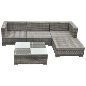 Conjunto de Muebles de Jardín Modulares Medianos de Ratán PE Gris - Product Image 4