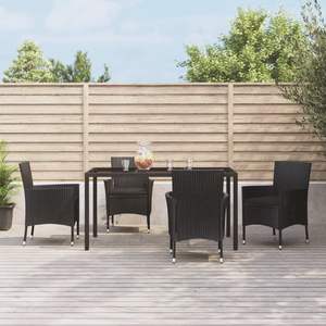 <b>Black</b> Rattan Outdoor Dining Set 4 Seater Weather Resistant Patio Garden Furniture Contemporary Design Metal <b>Frame</b> - Product Image 3