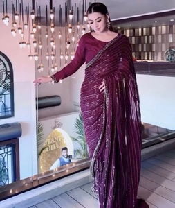 Indian Traditional Ethnic Partywear <b>Saree</b> with Sequins Work for Wedding Occasion and Festive Function for Women Fancy Outfit - Product Image 1