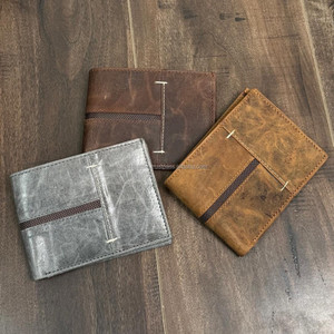 Nueva llegada hombres RFID Bloqueo de grano completo de cuero genuino Bifold Wallet longitud corta dinero tarjetas de crédito titular gran regalo para hombres - Product Image 5