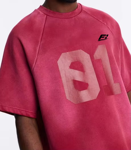 Camisetas Personalizadas al por Mayor para Hombre, Corte Holgado, Algodón Lavado, Cuello Redondo, Estampado de Números, Ropa Urbana, Proveedor a Granel en EE. UU. - Product Image 3