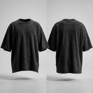 T-shirt col rond vintage noir 100 % coton pour homme, coupe ajustée, respirant, manches courtes, style streetwear, jersey délavé - Product Image 1