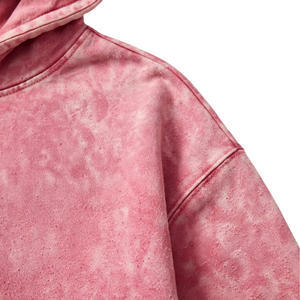 Sudadera con Capucha Rosa Tie-Dye Unisex, Oversize, de Algodón French Terry, Estilo Casual Urbano con Bolsillo Frontal, para Otoño - Product Image 3
