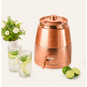 Distributeur d'eau en cuivre pur en gros avec robinet en laiton anti-fuite, réservoir de stockage d'eau en cuivre martelé fait main, articles de boisson pour bureau - Product Image 6