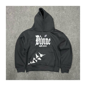 Sweat à capuche épais de haute qualité 100 % coton pour homme, avec logo personnalisé, fermeture éclair intégrale, en molleton bouclette, style pull-over - Product Image 6