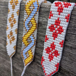 UNIQUE Handmade Beaded Geometric <b>Bracelet</b> - Ukrainian Folk Style Native Beaded <b>Bracelet</b>, Seed <b>Bead</b> <b>Bracelet</b> for PARTY , BIRTHDAY - Product Image 1