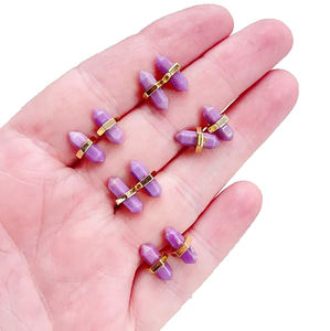 Pendientes de Plata de Ley 925 con Sugilita de Doble Punta |   Pendientes Minimalistas de Piedras Preciosas Chapados en Oro - Product Image 2