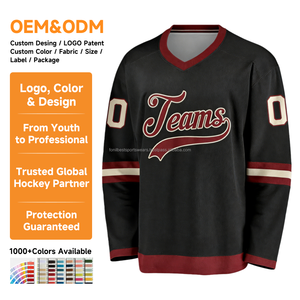 Maillot de hockey sur glace personnalisé en maille écologique blanc, col en V, manches longues, sublimé, respirant, en polyester, uniforme d'équipe pour hommes, service OEM - Product Image 3