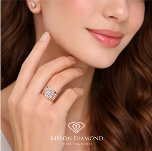Premium <b>mens</b> diamond signet <b>ring</b> solid 18K rose gold square set round lab grown diamonds bold contemporary design luxury fa - Product Image 6
