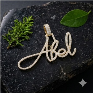 จี้สร้อยคอทองคำแท้ 14K แบบกำหนดเอง ประดับเพชรแล็บโกรว์ ตัวอักษรภาษาอังกฤษแบบเขียนลายมือ  ของขวัญสุดเก๋ไก๋  สามารถสลักชื่อได้ - Product Image 2