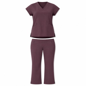 Conjunto de Uniforme Médico Elástico en Cuatro Direcciones de Primera Calidad, Top con Cuello en V, Pantalones de Corte Bootcut, Múltiples Bolsillos, Uniforme de Enfermería para Hospital, Venta al por Mayor, OEM, ODM, B2B - Product Image 1