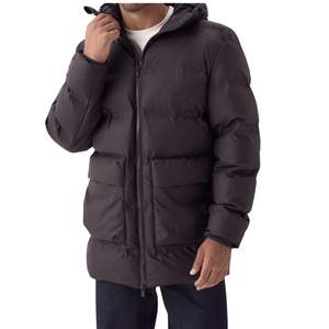 Veste parka matelassée à capuche pour homme, marron foncé, longueur mi-longue, isolée, pour l'hiver, sur mesure, OEM, ODM, vente en gros - Product Image 1