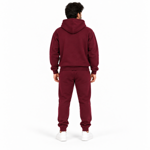 Ensemble de survêtement unisexe tendance en polaire écologique avec logo imprimé par transfert thermique et broderie, idéal pour la gym et le fitness, style vintage - Product Image 3