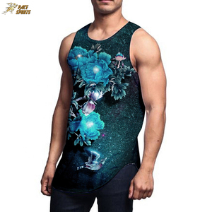 PACE SPORTS เสื้อกล้ามแขนกุดพิมพ์ลายดอกไม้คอกลมระบายอากาศใส่ลำลองสำหรับผู้ชาย - Product Image 1