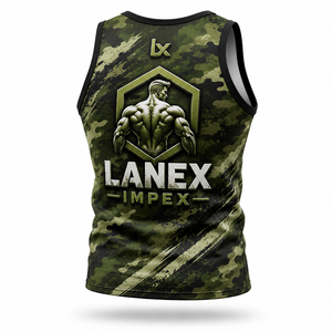 Custom Men's Green Camo Gym Tank Top Sublimation Fitness <b>Stringer</b> <b>Vest</b> Bodybuilding Sleeveless Workout Training Sports Apparel - Product Image 3