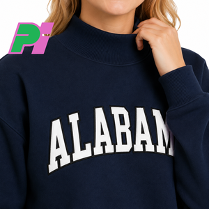 Pook International Women's Mock Neck <b>Sweatshirt</b>-Custom Applique & <b>Embroidery</b> 100% Cotton Eco-Friendly Streetwear Style - Product Image 5
