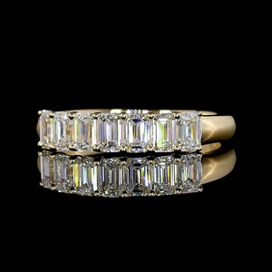 IGI Certified 1 CT <b>Emerald</b> Cut Lab Grown Diamond <b>Band</b> <b>Ring</b> 18K Yellow Gold Wedding <b>Band</b> for Women - Product Image 4