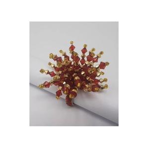 Anneaux de serviette modernes élégants en maille perlée, fil d'argent tressé avec accents de cristal scintillants, écologiques et durables pour la table. - Product Image 5