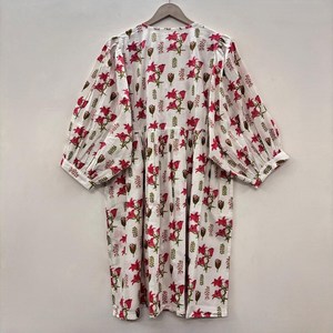 เดรสลำลองผู้หญิง ผ้าทอ 100% คอตตอน ลายพิมพ์ดอกไม้/สีพื้น แขนสั้น เอวทรงเอ็มไพร์ ทรงเบบี้ดอลล์ คอวี โอเวอร์ไซส์ - Product Image 2