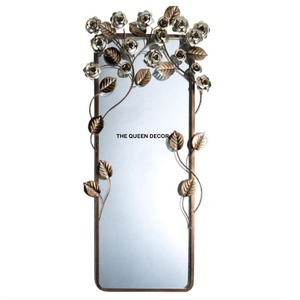 Espejo de pared con marco metálico elegante de calidad premium para el hogar y hoteles, estilo europeo con forma de flor, de alta gama. - Product Image 4