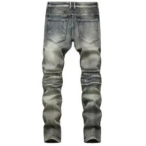 Men's New Casual Motorcycle <b>Jeans</b> Hip Hop Street Riding Breathable Solid <b>Button</b> Stretch Slim Fit Straight Winter Summer Pants - Product Image 5
