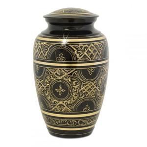 โกศบรรจุอัฐิสีทองลายจุดดำพร้อมลายใบไม้ สำหรับเก็บอัฐิผู้ใหญ่ โกศโลหะทนทานสำหรับขาย - Product Image 4