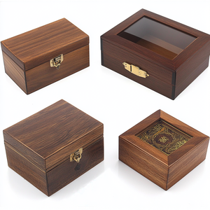 Custom Wooden Jewelry Box CNC Machined Keepsake Storage Case Hinged Lid Glass Window Gift Packaging - Product Image 1