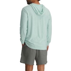 Sudadera de Punto con Capucha para Hombre, Color Verde Menta, Manga Larga, Corte Regular, Informal, para Verano, con Bolsillo, Diseño Transpirable - Product Image 2
