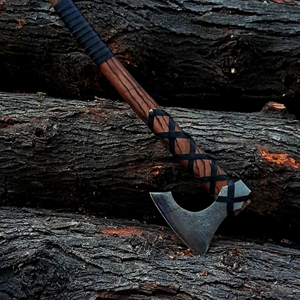Hacha de Estilo Vikingo de Grado Industrial para Bushcraft, Acero Forjado, Envoltura de Cuero, OEM, Venta al por Mayor, EE. UU., Camping, Caza, Logotipo Personalizado - Product Image 3
