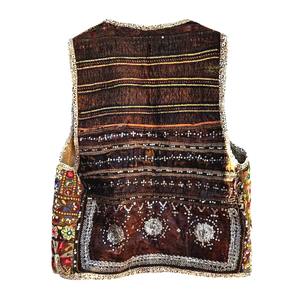 Chaleco Afgano Gris Carbón para Hombre con Bordado Tradicional de Espejos y Detalles de Monedas, Chaleco Tribal Kuchi para Festivales Culturales - Product Image 4