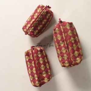 Assorted Floral Hand Bag With Zipper Closure And Tassels <b>Medium</b> Size Portable Makeup <b>Case</b> ( Set Of 3) - Product Image 2
