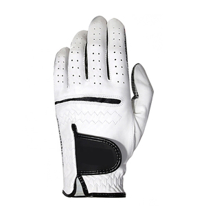 Guante de Golf Vantrex Industries para Mano Izquierda, Cuero Cabretta, Antideslizante, Cierre de Tirón, Unisex, Deportes al Aire Libre, Blanco con Parche con Logotipo - Product Image 2