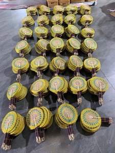 พัดสานมือจากหญ้าทะเล ไม้ไผ่ และปาล์ม สีเขียว สำหรับตกแต่งบ้าน งานแต่งงาน ของขวัญ - Caryln - Product Image 4
