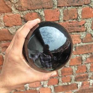 Premium <b>Polished</b> <b>Black</b> Obsidian Crystal Sphere Healing Stone Orb for Feng Shui Meditation Chakra Balancing Home Decoration Gift - Product Image 6