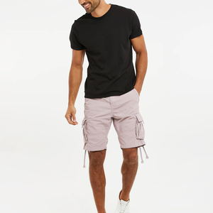Shorts cargo gris clair pour hommes, taille mi-haute, avec cordon de serrage, décontractés, style bermuda, avec poches latérales, en tissu toile respirant - Product Image 1
