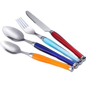 Elegante juego de cubiertos de plata de acero inoxidable con mango de resina de color esmalte para hoteles y restaurantes Juegos de cubiertos de vajilla - Product Image 1