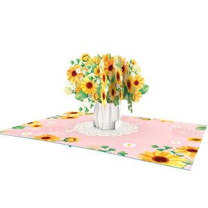 Carte de vœux Fleur de Soleil personnalisée, carte pop-up 3D avec enveloppe pour anniversaire ou événements de la Saint-Valentin, thème floral, artisanat en papier - Product Image 3