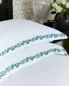 Wholesale Custom Cotton Duvet Cover Sets Embroidered Green Leave Chains <b>Bedding</b> Pillowcases Wearable Home Hotel Wedding 250TC - Product Image 3
