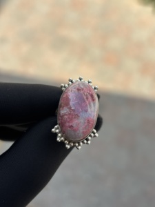 <b>Indian</b> Wedding Girls Thulite Gemstone <b>Ring</b> 925 Sterling Silver Bezel Setting Pave Setting Handmade Luxury Jewelry - Product Image 2