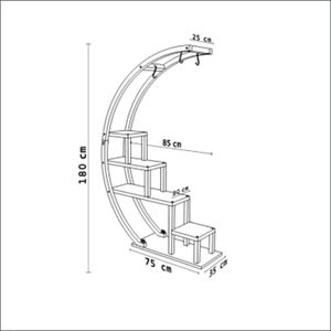 Luxury Crescent Moon Metal <b>Plant</b> Stand Multi Tier Flower <b>Pot</b> Rack Wooden Shelves Indoor Outdoor Hanging Planter Display Holder - Product Image 2
